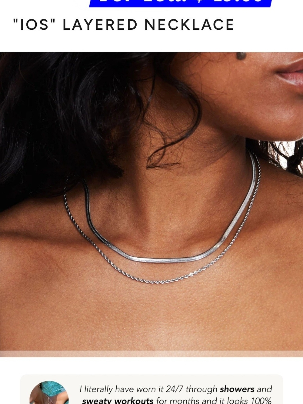 Layered Silver Necklace - 'IOS' "ATOLEA" Women Jewelry (🟣🟢BRAND NEW🟢🟣)